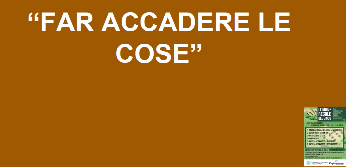 Le nuove regole del gioco: percorso formativo - Confartigianato Imprese